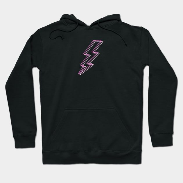 Hot Pink Lightning Bolt Sticker Hoodie by Lauren Cude